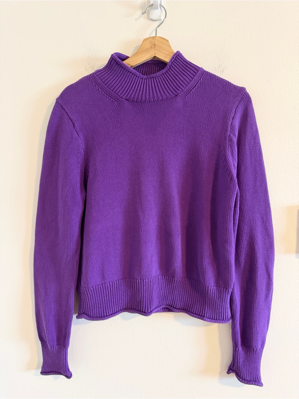 J.Crew New Heritage Rollneck Sweater Women's Medium Cotton Mock Neck Purple